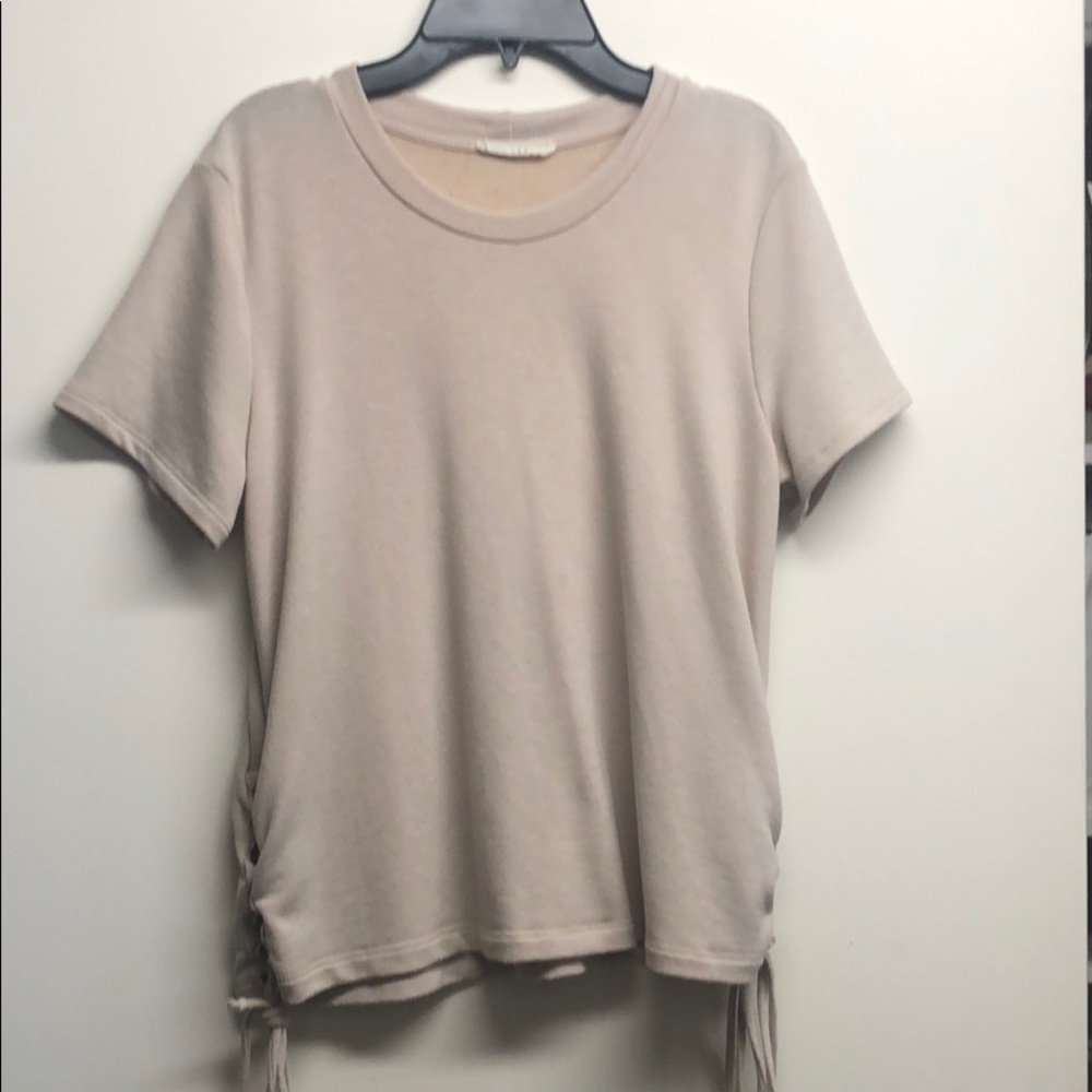 Tan Lush Cropped Tee with Tie Detailing